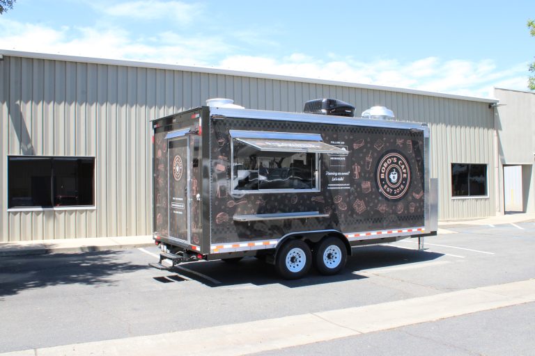 Bobo’s Cafe 18-ft coffee trailer with branded wrap