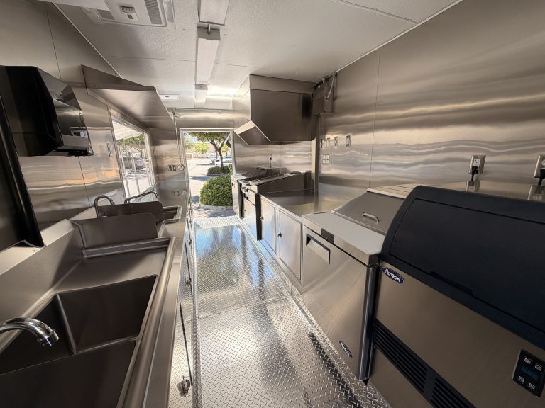 Full interior of Bobo’s Cafe 18-ft custom coffee trailer