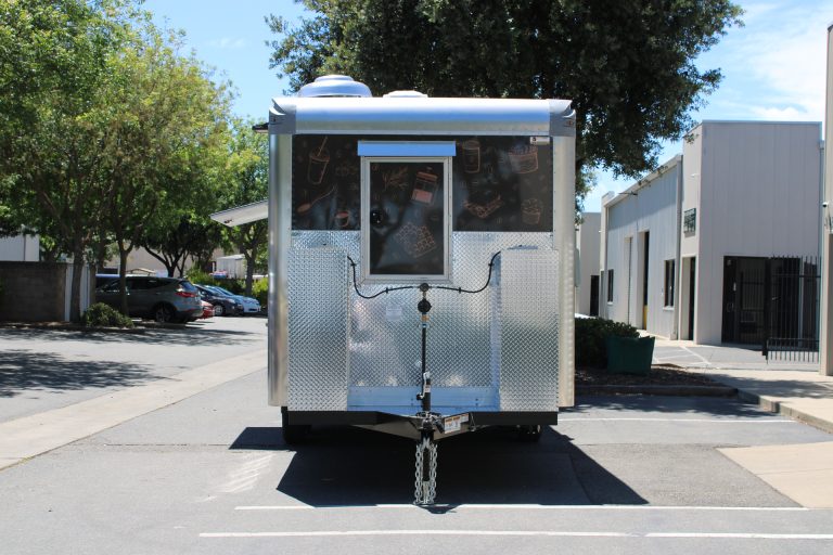 Rear access area of Bobo’s Cafe custom coffee trailer