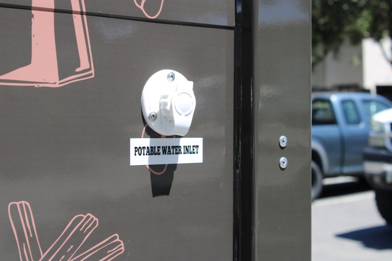 Potable water inlet on Bobo’s Cafe coffee trailer
