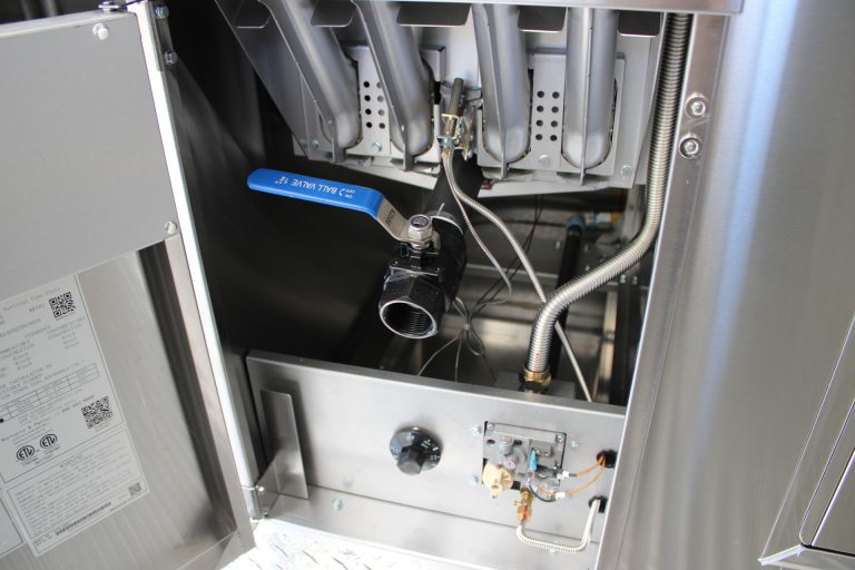 Cooking equipment utility components in Bobo’s Cafe trailer