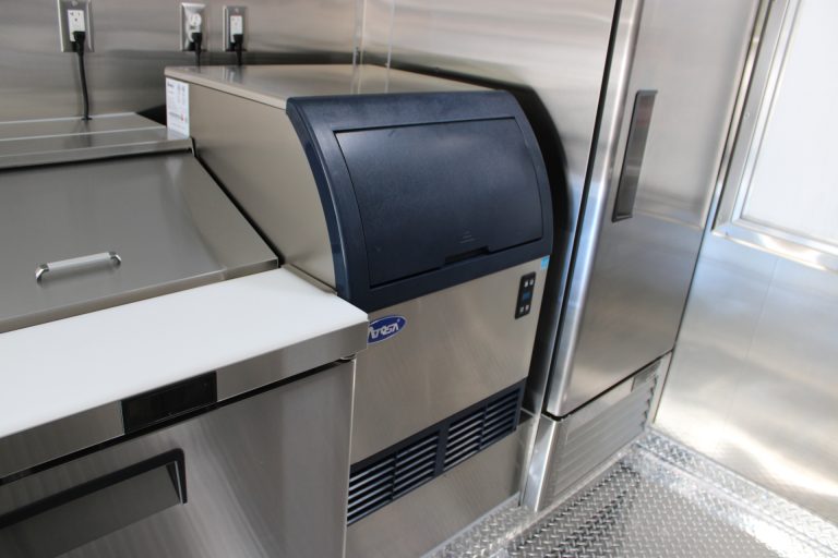 Commercial ice maker in Bobo’s Cafe custom coffee trailer
