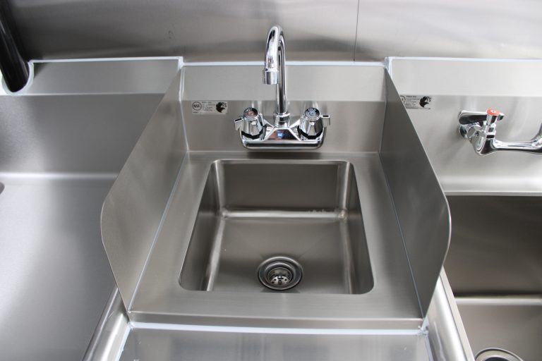 Food prep sink inside Bobo’s Cafe custom coffee trailer