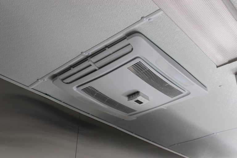 Air conditioning unit inside Bobo’s Cafe custom coffee trailer