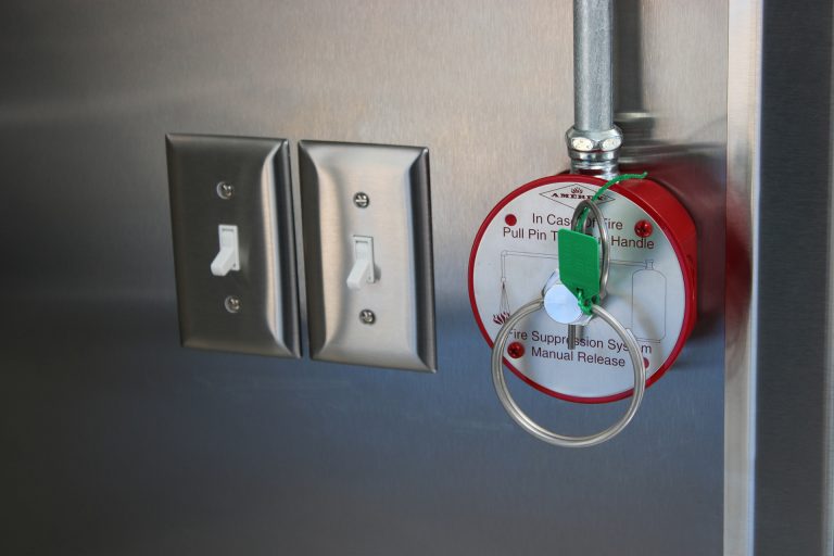 Fire suppression control inside Bobo’s Cafe coffee trailer