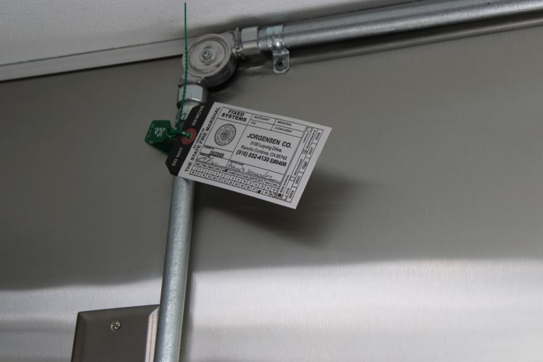 Fire suppression system component inside Bobo’s Cafe trailer