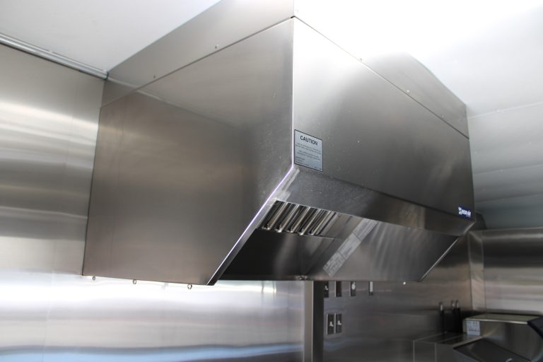 Commercial exhaust hood above Bobo’s Cafe cooking line