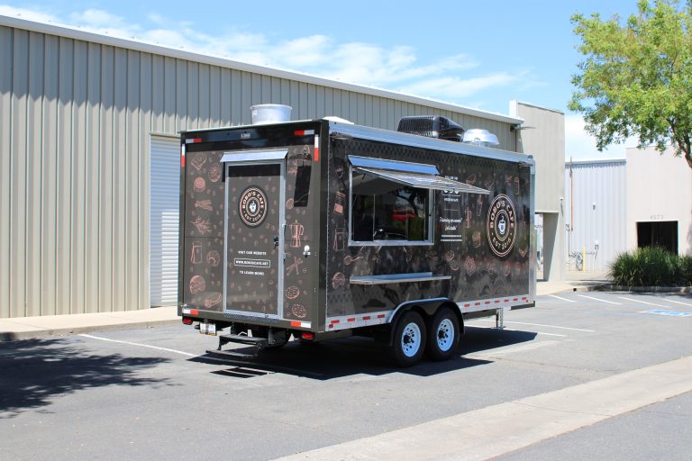 Angled exterior of Bobo’s Cafe 18-ft coffee trailer