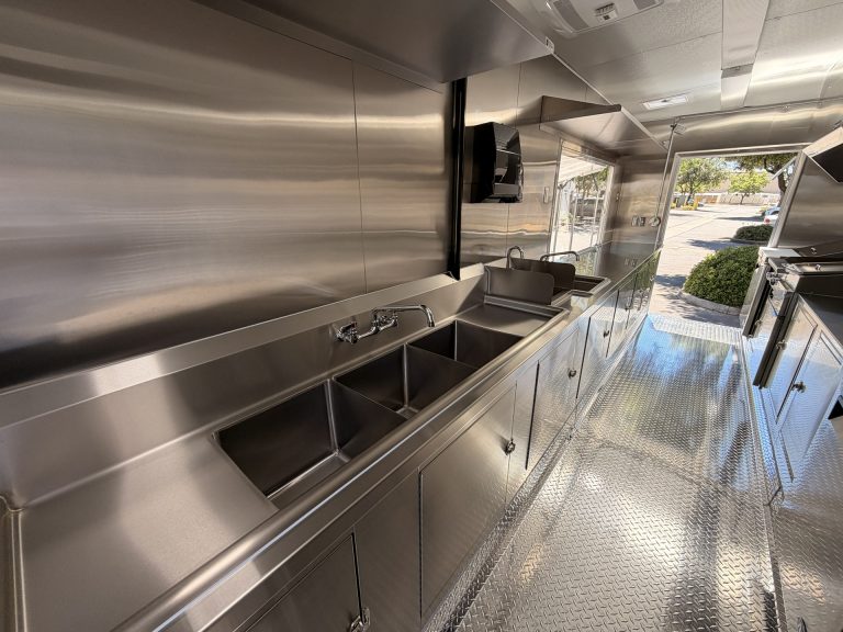 Preparation and sanitation area in Bobo’s Cafe coffee trailer