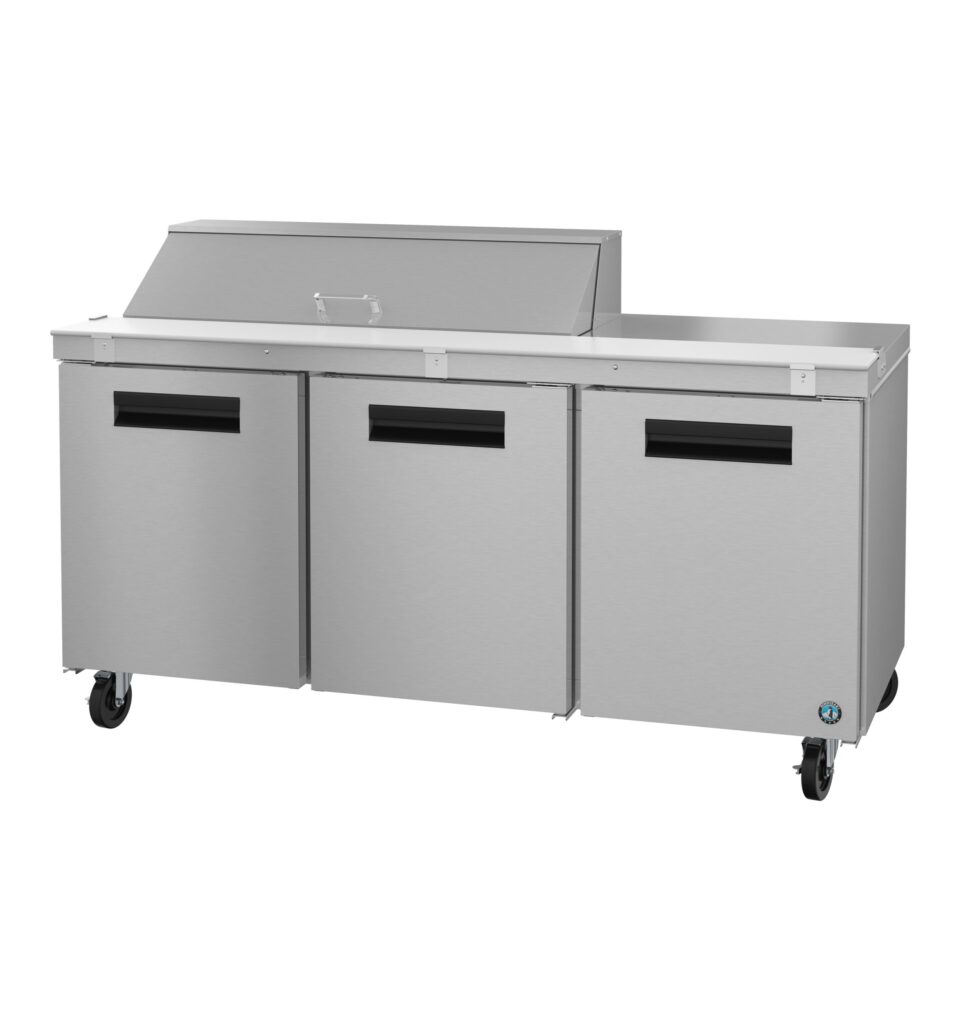 Freezer SR72B-12, Refrigerator, Three Section Sandwich Prep Table, Stainless Doors (18 cu ft)
