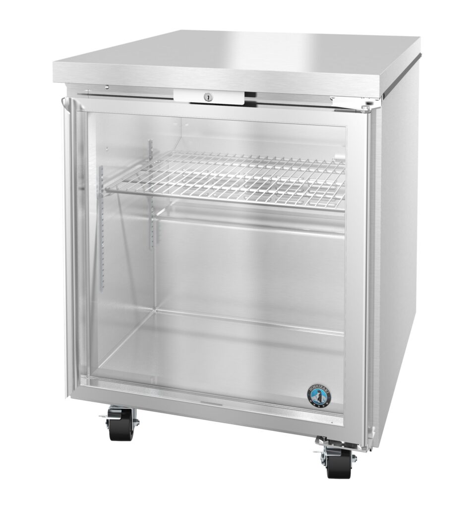 Freezer UR27B-GLP01, Refrigerator, Single Section Undercounter, Full Glass Door (6.21 cu ft)