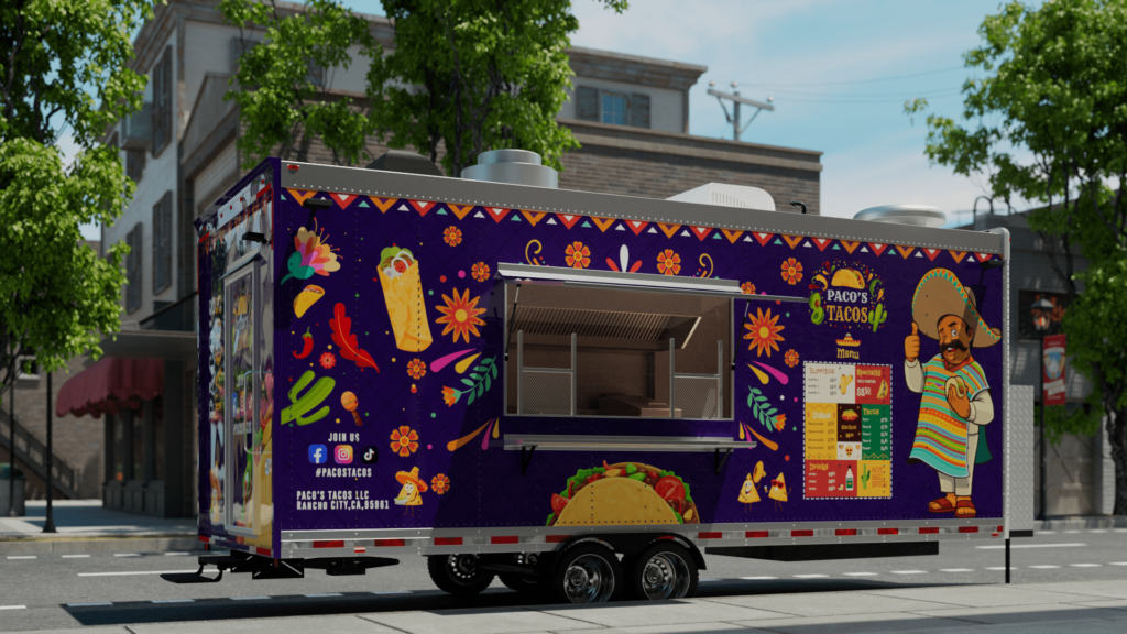 Taco Food Trailer Final Wrap California