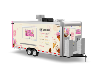 20ft custom ice cream food trailer curbside view with serving window