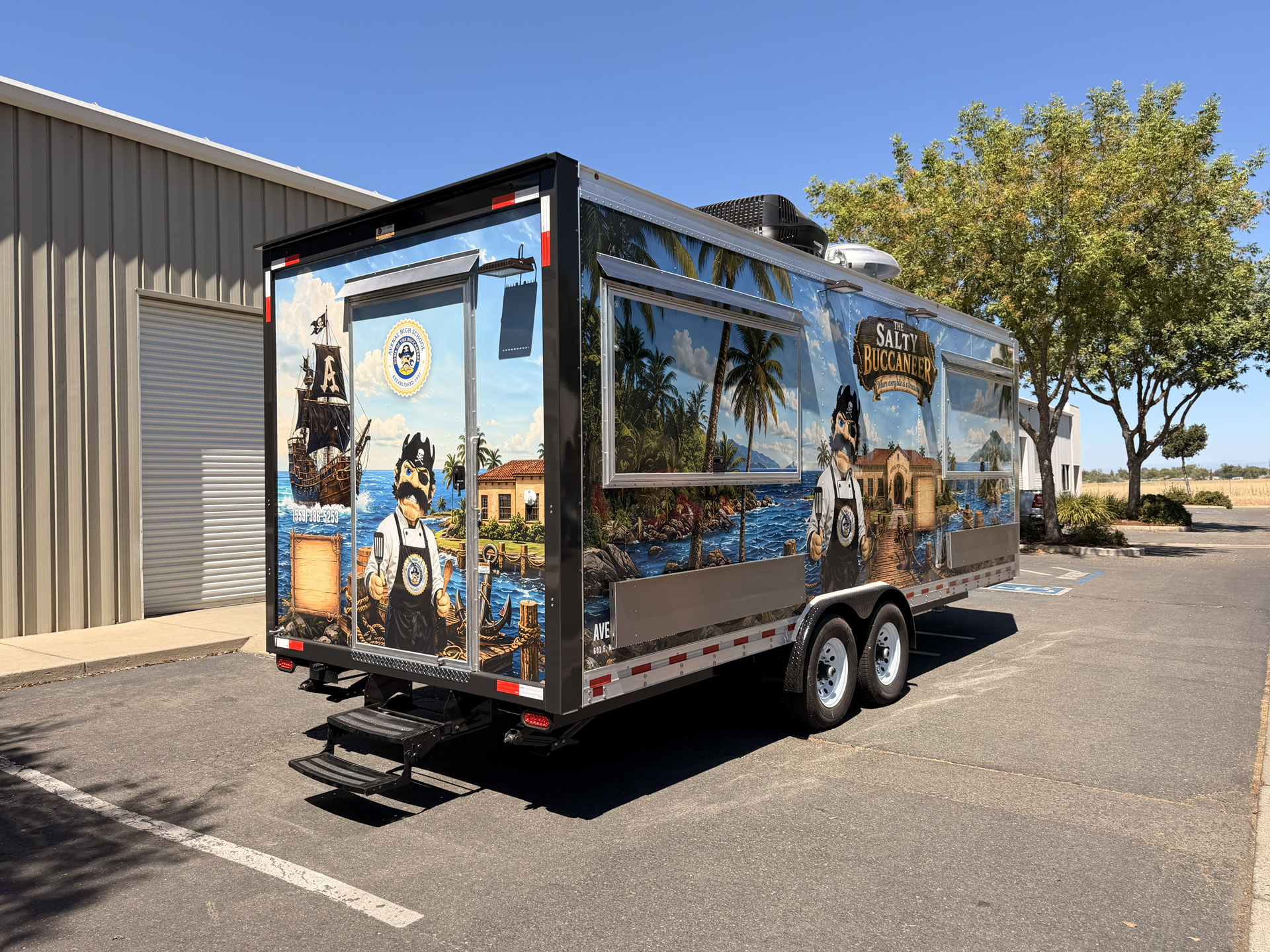 Custom food trailer built by Golden State Trailers