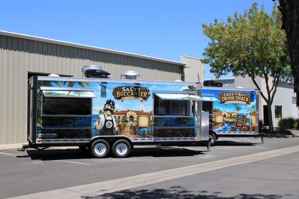 The Salty Buccaneer school food trailer exterior service-side detail