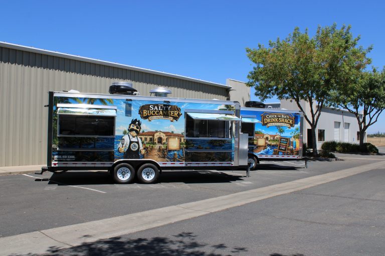 Custom school food trailer exterior with The Salty Buccaneer branding