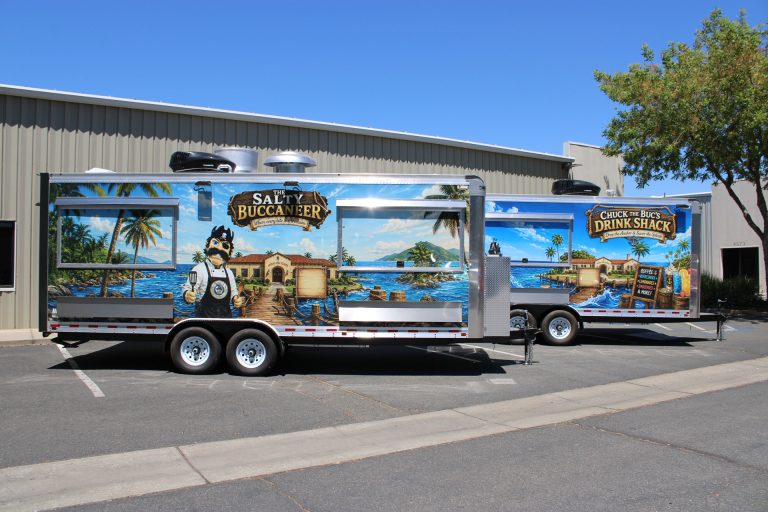 The Salty Buccaneer custom food trailer nautical exterior graphics