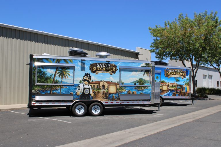 School food trailer service area with The Salty Buccaneer exterior wrap