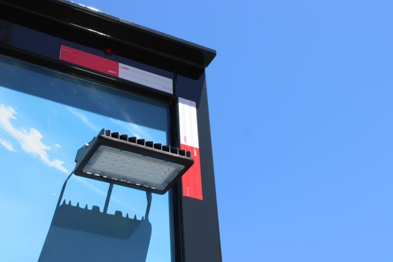 Exterior service-area lighting on The Salty Buccaneer school food trailer