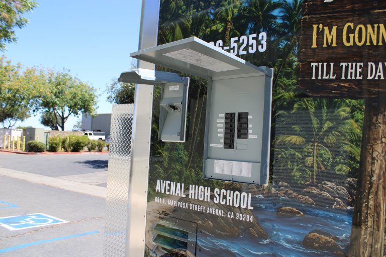 Exterior utility panel on The Salty Buccaneer school food trailer