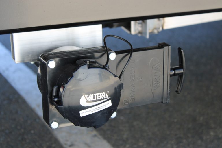 Exterior utility component on The Salty Buccaneer 22-ft food trailer
