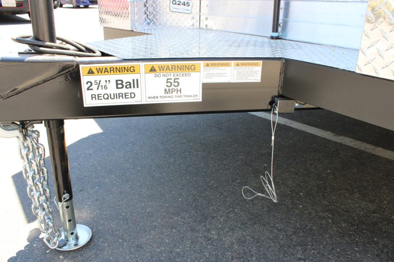 Front chassis safety hardware on The Salty Buccaneer food trailer