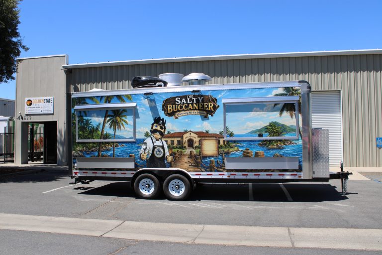 The Salty Buccaneer school food trailer with dual concession service areas
