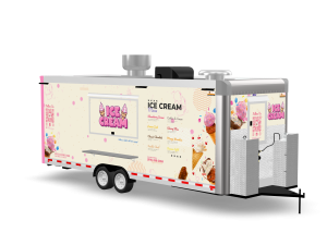 22ft mobile ice cream food trailer curbside view with serving window