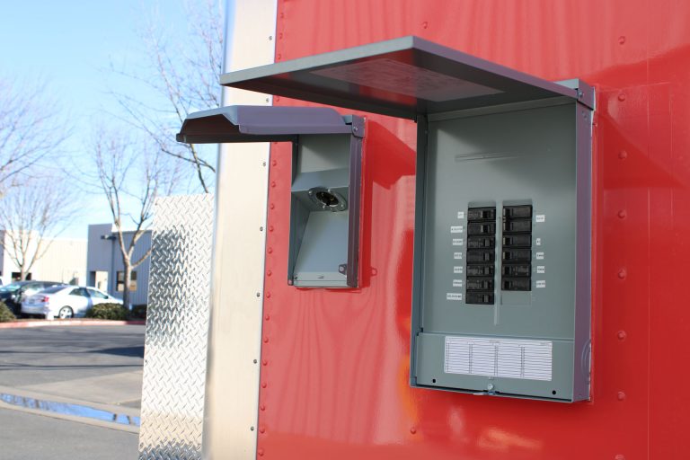 Electrical panel on 24-ft Cougar’s Grill school food trailer