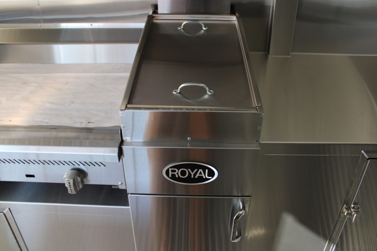Stainless steel basin inside Cougar’s Grill school food trailer