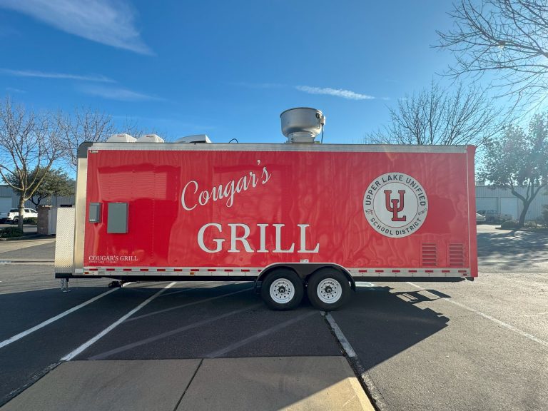 Cougar’s Grill school food trailer shown at its delivery location.