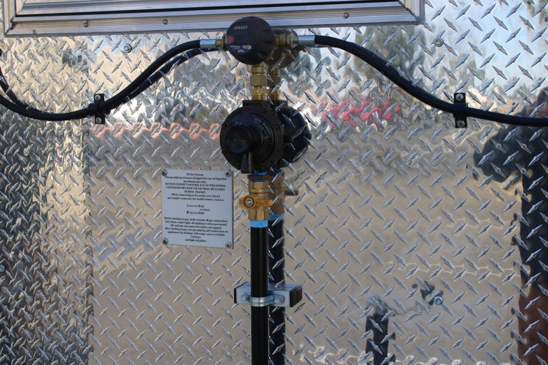 Commercial propane regulator on school food trailer