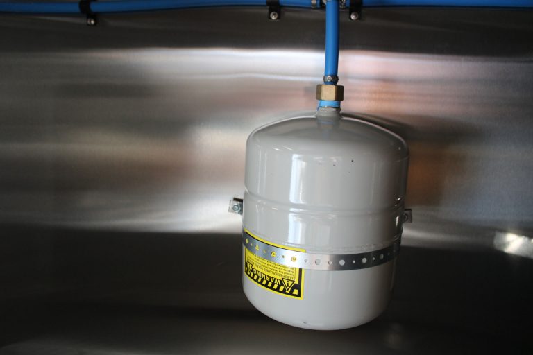 Plumbing expansion tank in Cougar’s Grill school food trailer