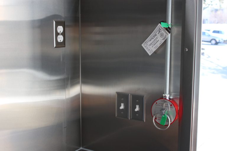Utility controls inside Cougar’s Grill school food trailer