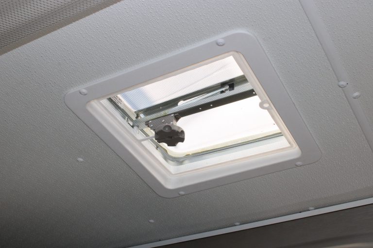 Roof vent inside Cougar’s Grill school food trailer