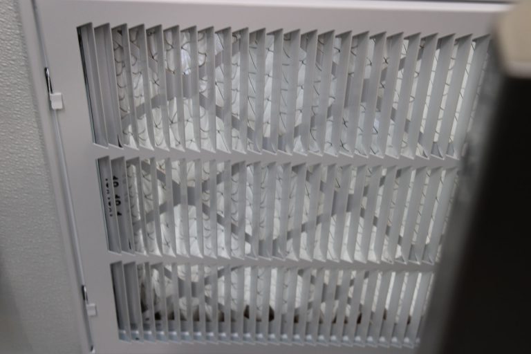 Commercial hood baffle grease filters in school food trailer