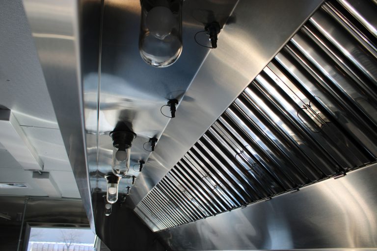 Commercial exhaust hood ventilation system in Cougar’s Grill school food trailer