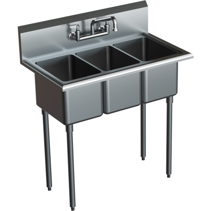 54″ Three-Compartment Sink