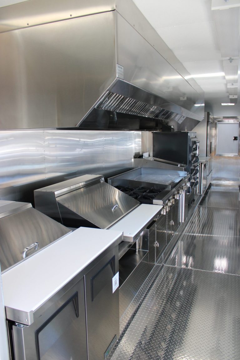 Commercial cooking line inside 30ft school concession trailer in Wheatland CA