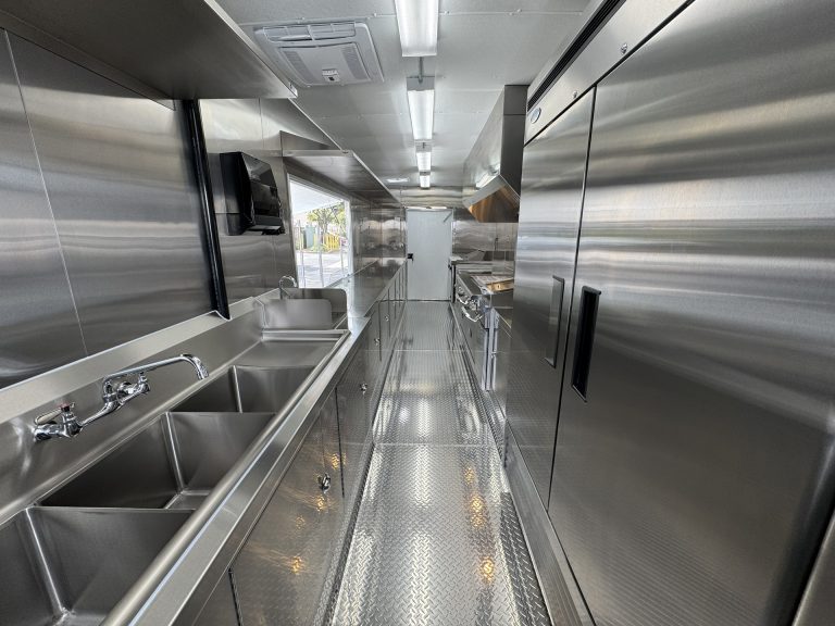 commercial food trailer flooring with anti-slip diamond plate surface