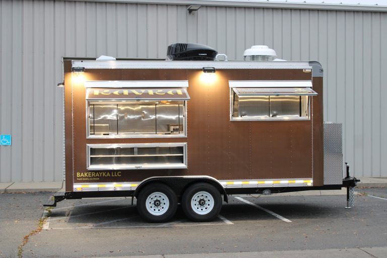 Coffee Trailer for Sale in Fair Oaks CA side view with dual service windows