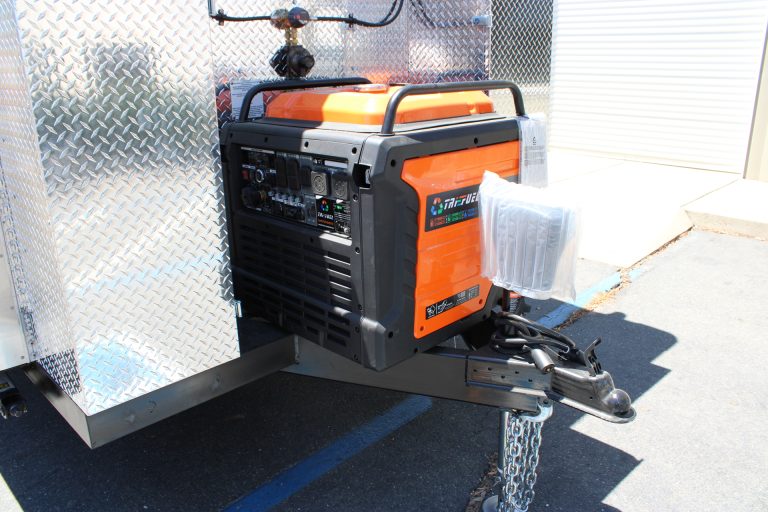 exterior utility equipment mounted on commercial pizza food trailer