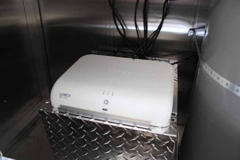 utility equipment mounted inside commercial pizza food trailer