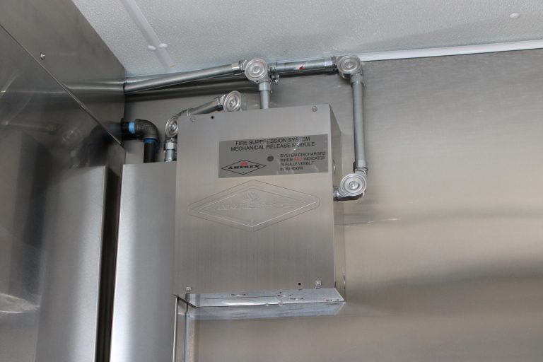 commercial utility equipment installed inside pizza food trailer