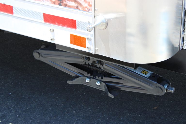 rear lower exterior hardware on commercial pizza food trailer