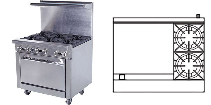 36" Gas Restaurant Range