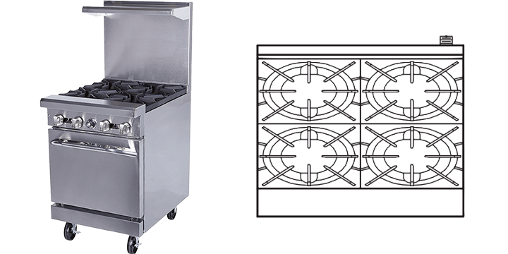 24" Gas Restaurant Range