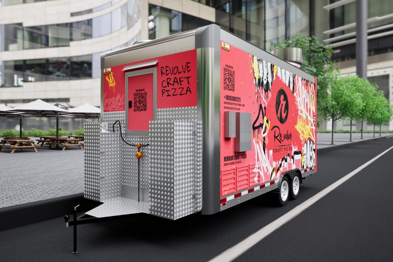 Revolve Craft Pizza food trailer front hitch view