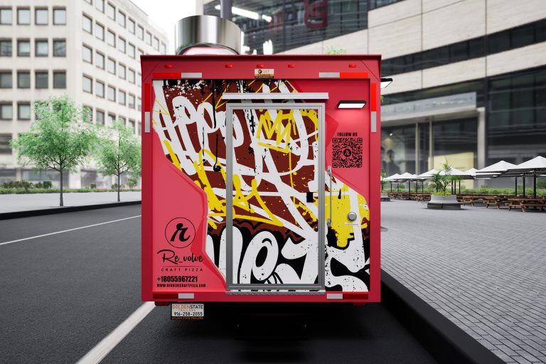 Revolve Craft Pizza food trailer rear door view