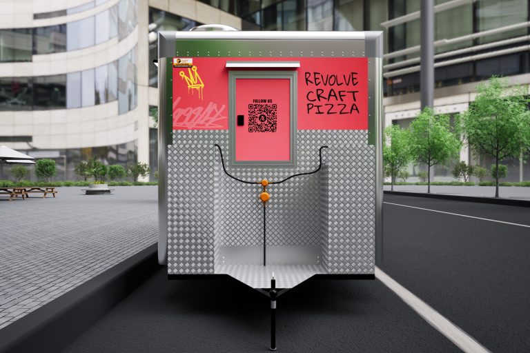 Revolve Craft Pizza food trailer front hitch view